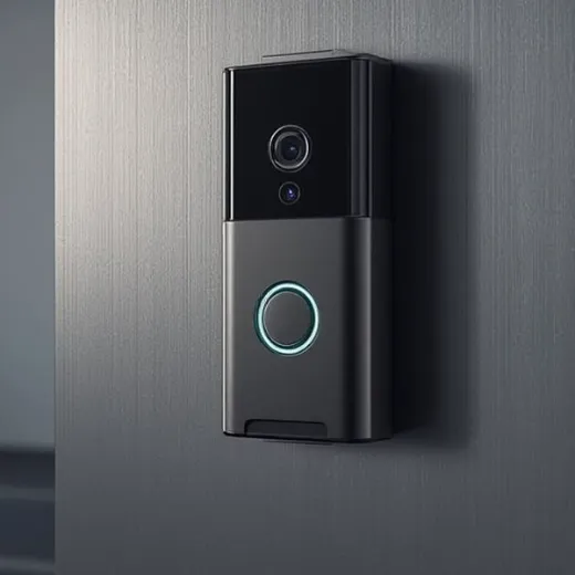 A video doorbell mounted beside a front door